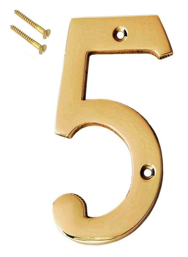 eSplanade 4" Brass House Hotel Door Number Plaque Sticky Numeric Numerical Digit 0-9 (5(five)) - Image 2